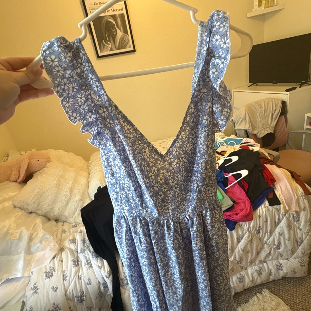 Blue Floral Sleeveless Dress
